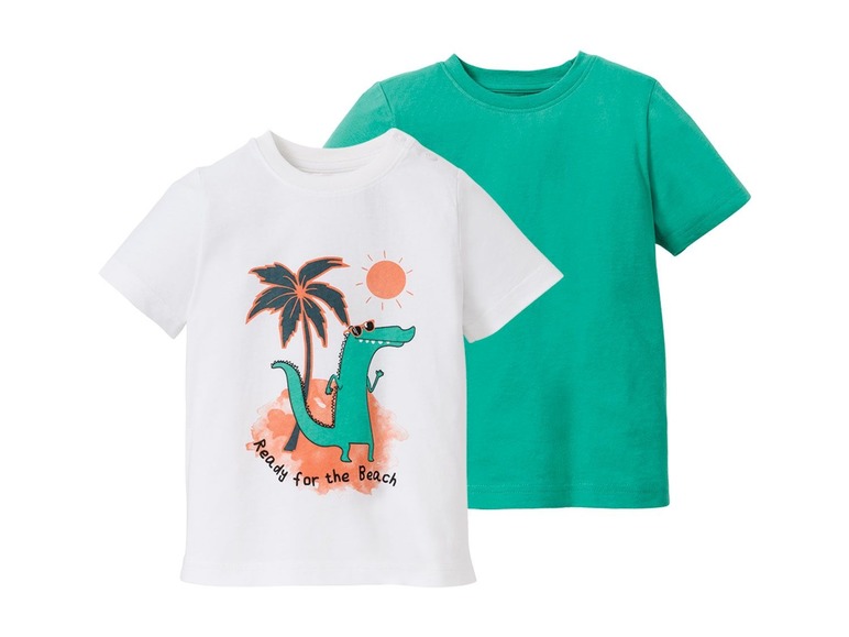 Gehe zu Vollbildansicht: LUPILU® Kleinkinder T-Shirt Jungen, 2 Stück, eins mit Krokodil-Print, aus reiner Baumwolle - Bild 18