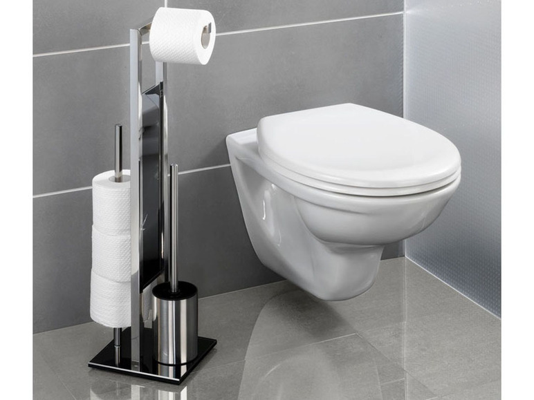 Gehe zu Vollbildansicht: Wenko Stand-WC-Garnitur »Rivalta«, mit integriertem Ersatzrollenhalter, Glasplatte - Bild 16