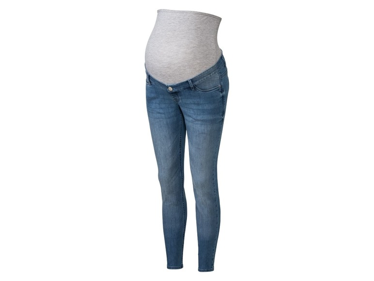 Blaue Skinny Jeans für Schwangere.