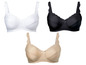 Drei BHs in Weiß, Schwarz und Beige mit Spitze.