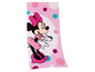Ein rosa Handtuch mit Minnie Mouse.