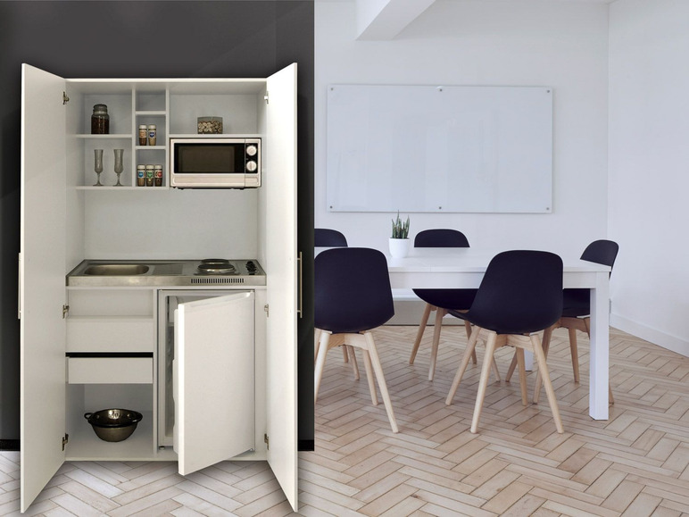 Gehe zu Vollbildansicht: respekta Schrankküche, B 104 cm, mit Kühlschrank, Auflagenspüle mit Duokochfeld - Bild 2