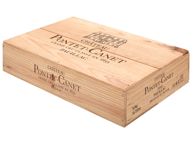 Gehe zu Vollbildansicht: 6 x 0,75-l-Flasche Bio Château Pontet-Canet Pauillac Grand Cru Classé AOC trocken, Rotwein 2015 - Original-Holzkiste - Bild 3