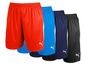 Vier Paar Puma Sport-Shorts in Rot, Blau, Dunkelblau und Schwarz.