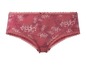Rote Unterwäsche mit Blumenmuster und Spitze.