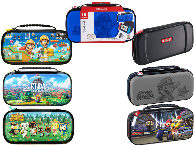 Gehe zu Vollbildansicht: Bigben Nintendo Switch Travel Case, Transporttasche inkl. 1x4-Spiele-Game-Box, 1x 2-Micro-SD-Card-Box - Bild 1