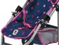 Ein blauer Kinderwagen mit rosa Sternen von Chicco.