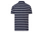 Ein gestreiftes, dunkelblaues Poloshirt.
