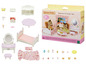 Sylvanian Families Schlafzimmer- und Schminktisch-Set mit Bett, Spiegel, Tisch und Zubehör.