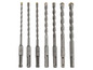 Sechs Betonbohrer in einer Reihe.