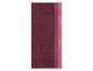 Ein dunkelrotes Handtuch mit rosa Streifen.