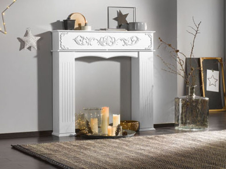 LIVARNO LIVING® Kaminkonsole, seitliche Regale mit Tür…