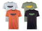 Vier Jeep T-Shirts mit abstraktem Grill-Design.