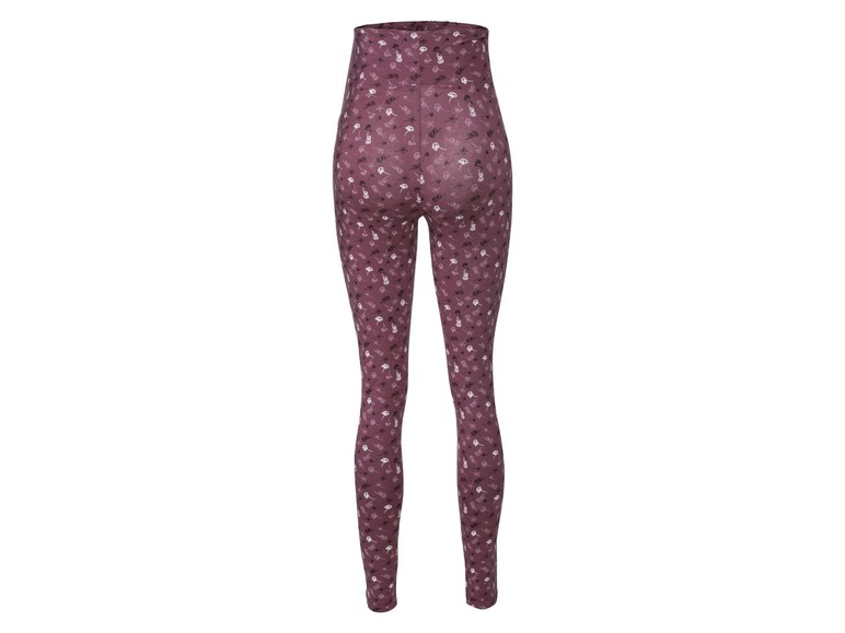 Dunkelrote Leggings mit Blumendruck.