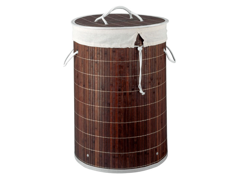 Gehe zu Vollbildansicht: AQUAPUR® Wäschetonne, 42 l Fassungsvermögen, mit 2 Griffen, Deckel, aus Bambus - Bild 1