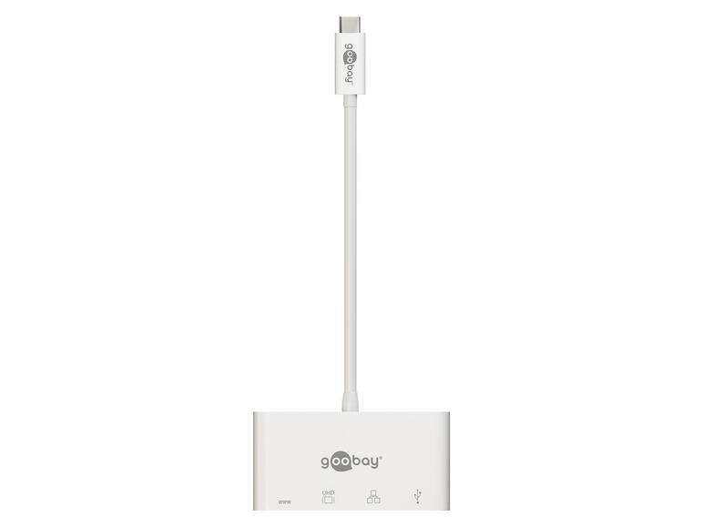 Gehe zu Vollbildansicht: Goobay USB-C™ 5-in-1 Multiport-Adapter HDMI™ mit Ethernet & Power Delivery, weiß - Bild 1