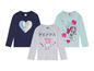 Drei Langarmshirts mit Motiven von Peppa Pig, Frozen und Paw Patrol.
