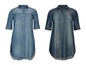Zwei Jeanskleider mit Knöpfen und langen Ärmeln.