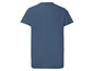 Ein dunkelblaues T-Shirt mit kurzen Ärmeln.