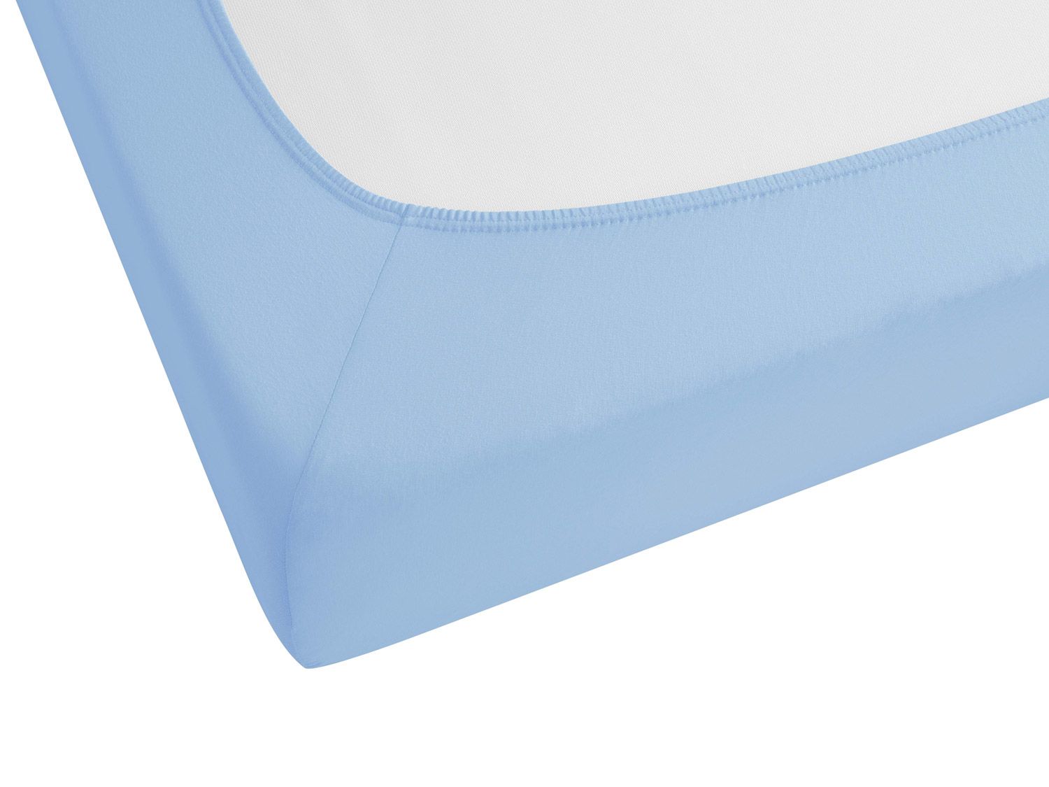 Thumbnail - Biberna Feinjersey Spannbettlaken (Eisblau, 90 - 100 x 200 cm)