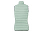 Eine hellgrüne Daunenweste ohne Ärmel.