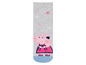 Graue Socken mit Peppa Pig und Sternen.