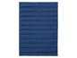 Eine dunkelblaue Badematte mit horizontalen Streifen.