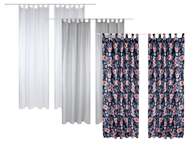Gehe zu Vollbildansicht: MERADISO® Vorhang, 2-teilig, 135 x 265 cm, mit Schlaufen, blickdicht, mit Baumwolle - Bild 1