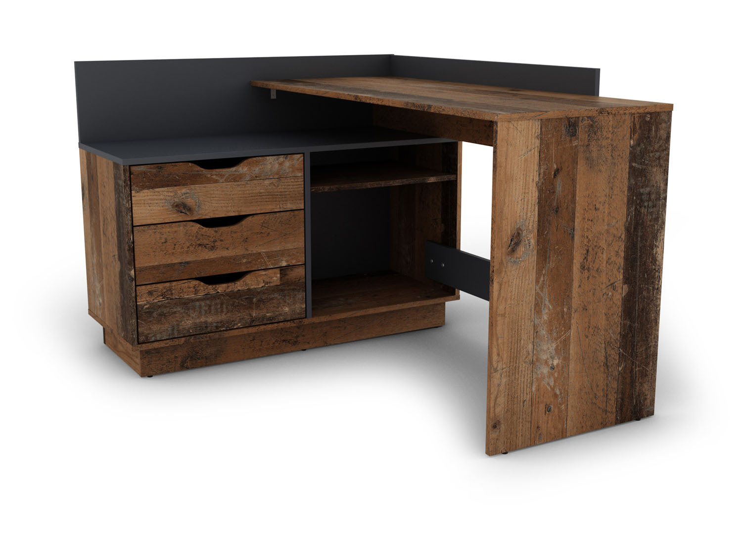 byLIVING Schreibtisch Belfast (Old Wood / Anthrazit) | 04251942212075