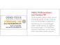 OEKO-TEX® Standard 100 Zertifikat für Textilien, geprüft auf Schadstoffe.