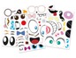 Sticker mit verschiedenen Gesichtsausdrücken, Augen, Mündern und Accessoires.