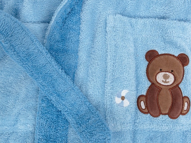 Gehe zu Vollbildansicht: Egeria Bademantel Baby «Teddy Bear blau», reine Baumwolle, verschiedene Größen, Stickerei - Bild 4