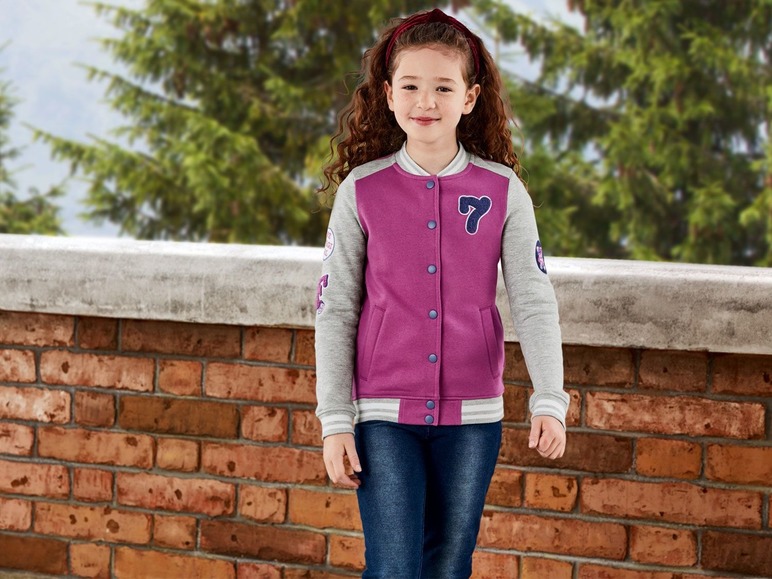 Gehe zu Vollbildansicht: PEPPERTS® College Jacke Mädchen, mit Eingrifftaschen, Sweat-Qualität, hoher Baumwollanteil - Bild 4