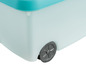 Eine blaue Aufbewahrungsbox mit Rädern