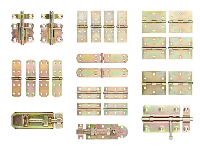 Gehe zu Vollbildansicht: PARKSIDE® Scharniere/ Riegel, inklusive Schrauben, aus verzinktem Stahl - Bild 1