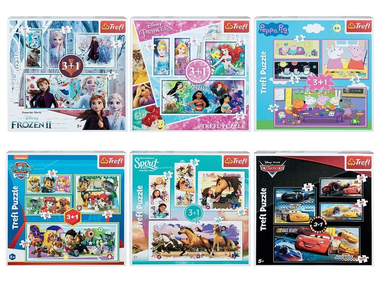 Trefl Puzzles mit Frozen II, Disney Princess, Peppa Pig, Paw Patrol, Spirit und Cars.