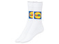 Zwei Paar weiße Socken mit dem Lidl-Logo.