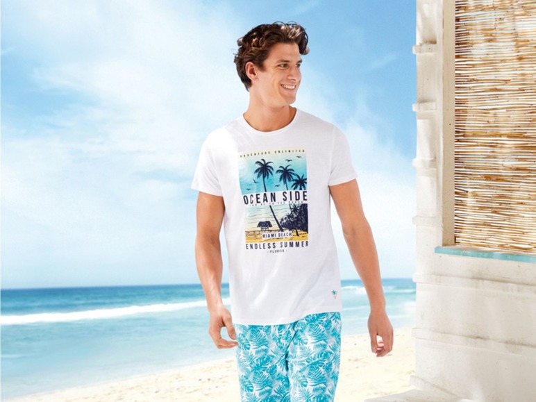 Gehe zu Vollbildansicht: LIVERGY® T-Shirt Herren, mit kleiner Stickerei am Saum, aus reiner Baumwolle - Bild 3