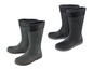 Zwei Paar schwarze Gummistiefel mit Fleece-Futter.
