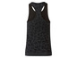 Ein schwarzes Tanktop mit Leopardenmuster.