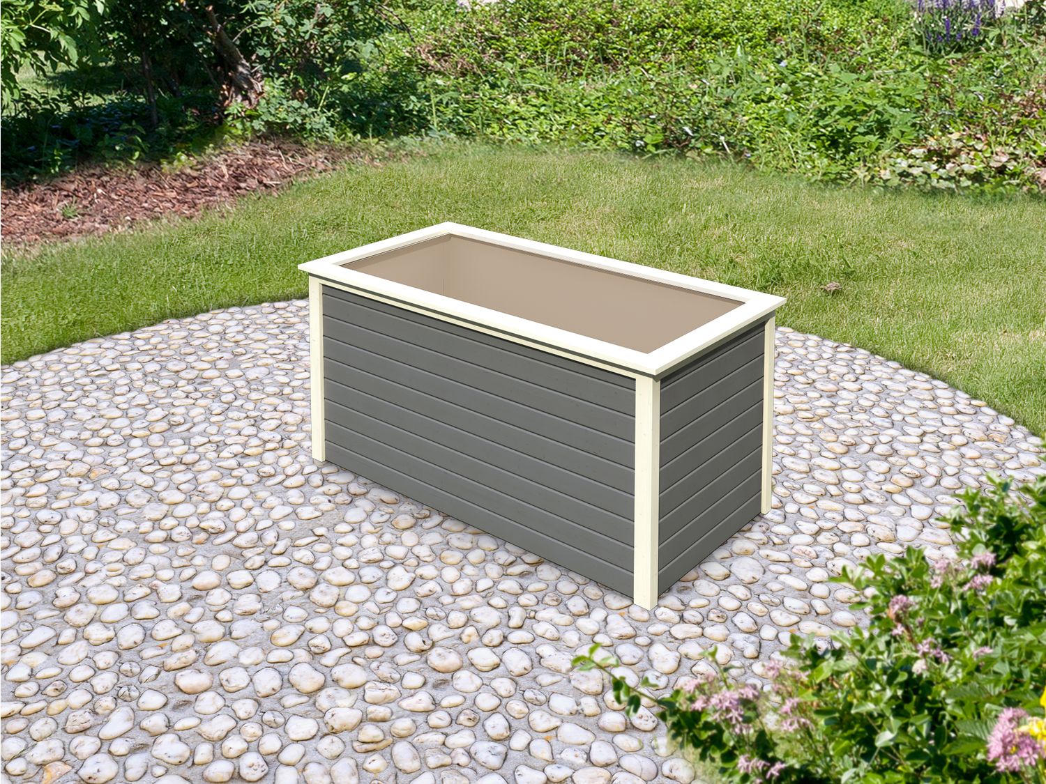 Thumbnail - Karibu Hochbeet »Lyss«, aus Holz, mit Folie (terragrau, Groß)