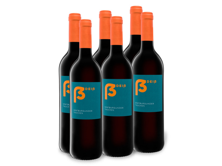 Gehe zu Vollbildansicht: 6 x 0,75-l-Flasche Weinpaket Weingut Christopher Deiß Spätburgunder QbA trocken, Rotwein - Bild 1