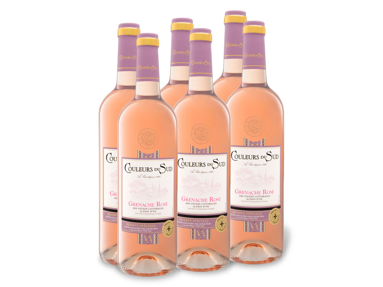 du Grenache x Rosé Roséwein Pays d\'Oc Sud 6 Couleurs IGP trocken, 0,75-l-Flasche Weinpaket