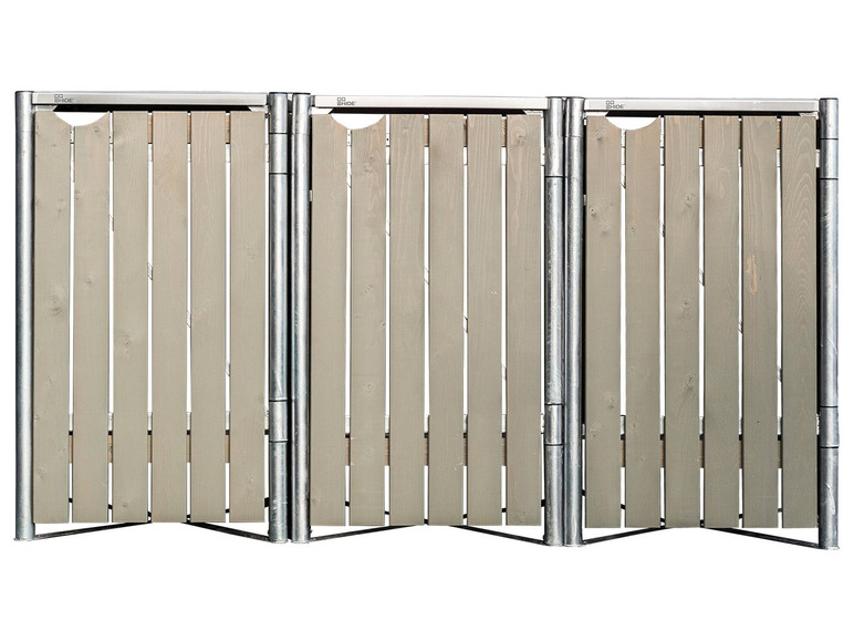 Dreifacher Holz-Sichtschutz mit Metallrahmen