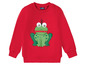 Roter Pullover mit einem Frosch-Motiv.