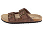 Braune Sandalen mit Schnalle und Korksohle.