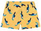 Gelbe Badehose mit Tukan-Muster.
