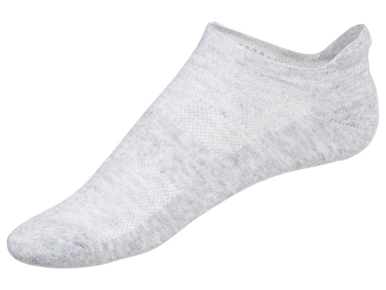 Eine graue Socke mit niedrigem Schaft.