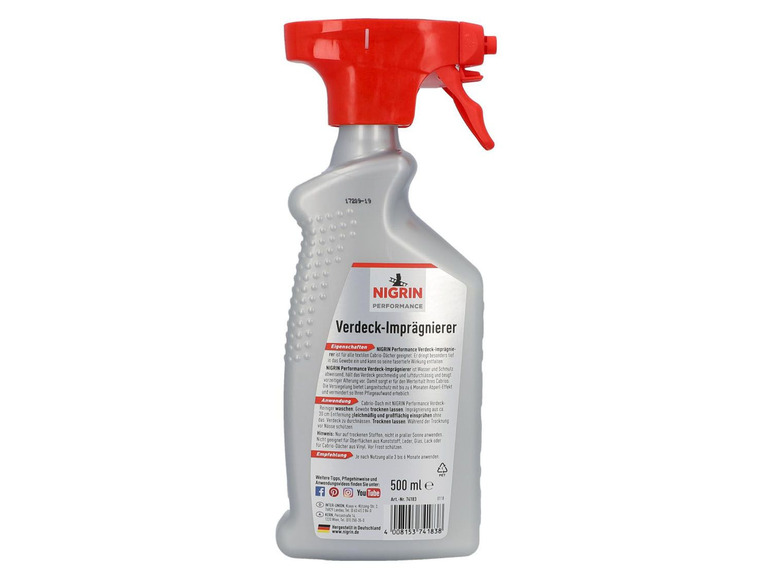NIGRIN Performance Cabrio-Verdeck Imprägnierer, schützt vor Wasser und Schmutz.