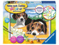 Ravensburger Malen nach Zahlen Set mit zwei Beagle-Welpen.